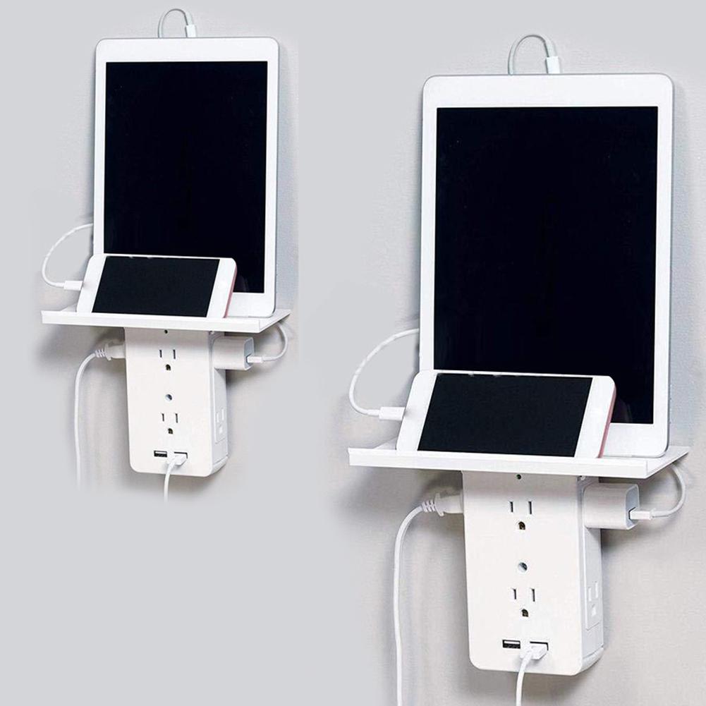 Switch Socket Shelf 6 Electrical Outlet Extenders 2 USB Charging Ports